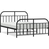 The Living Store Kovinski posteljni okvir z vzglavjem in vznožjem črn 183x213 cm - Posteljni Okvir, (21531958) | Shoptok.si