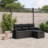  The Living Store Vrtna sedežna garnitura 4-delna z blazinami črna poli ratan - Vrtna Sedežna Garniture, (21472193) | Shoptok.si
