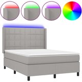The Living Store Box spring postelja z vzmetnico LED svetlo siva 140x190cm blago - Box Spring Postelja, (21520747) | Shoptok.si