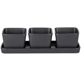 Mat crni keramički tanjuri za posluživanje u setu od 3 kom 8x30 cm Snack & Dip -