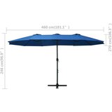  Zunanji senčnik z aluminijastim drogom 460x270 cm moder | Shoptok.si