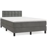 vidaXL Box spring postelja z vzmetnico LED temno siva 120x190 cm žamet