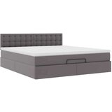 vidaXL Otomanski posteljni okvir z vzmetnico siv 180x200 cm um. usnje | Shoptok.si
