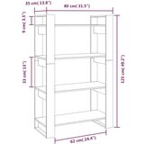 vidaXL Ormarić za knjige / pregrada bijeli 80x35x125 cm od borovine | shoptok.hr