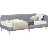 vidaXL Kotna postelja z vzmetnico Svetlo siva 90 x 190 cm blago | Shoptok.si