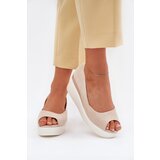 Boto Wedge Women Sandals Made Of Eco Suede Light Beige Velira | shoptok.hr