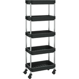 vidaXL Kuhinjska kolica s 5 razine crna 42x29x128 cm željezo i ABS | shoptok.hr
