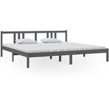 Posteljni okvir siv iz trdnega lesa 200x200 cm, (20646375) | Shoptok.si
