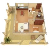 Male kuće Drvena kuća RIOPAS 1004 &amp;times; 887 cm sa &amp;scaron;indrom Slike