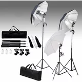 vidaXL Komplet za studijsko osvetlitev: 24 W s stojali in dežniki
