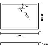 vidaXL Pravokutna ABS tuš-kada crna 80 x 110 cm | shoptok.hr