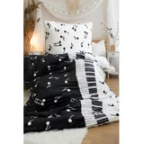 Jerry Fabrics Crno-bijela posteljina za krevet za jednu osobu od mikropliša 140x200 cm –