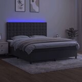  Box spring postelja z vzmetnico LED temno siva 160x200 cm žamet, (20789345) | Shoptok.si