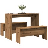 vidaXL Komplet jedilne mize in klopi 3-delni artisan hrast inž. les | Shoptok.si