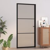 vidaXL Notranja vrata 76x201,5 cm črno mat steklo in aluminij Cene