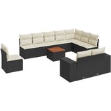  The Living Store Vrtna sedežna garnitura 11-delna z blazinami črn poli ratan - Vrtna Sedežna Garniture, (21464032) | Shoptok.si