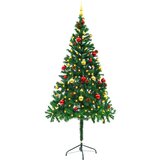 vidaXL Umetna novoletna jelka z bučkami in LED lučkami zelena 180 cm | Shoptok.si