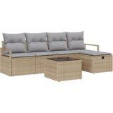  Garnitura za vrt od 6 komada s jastučićima Bež Poli Ratan | shoptok.hr