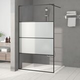 Pregrada za tuš crna 115 x 195 cm s napola mutnim staklom ESG | shoptok.hr