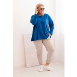 Kesi Włoski Women's Plus Size blouse with cotton, featuring a pocket and rolled sleeves kiwi | shoptok.hr