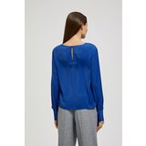 Marisse Plain V-Neck Shirt With Long Sleeves, Blue | Shoptok.si