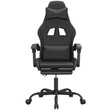  Igraća stolica od umjetne kože s osloncem za noge Crna | shoptok.hr