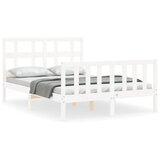 The Living Store Posteljni okvir z vzglavjem bel 140x190 cm trden les - Posteljni Okvir, (21530841) | Shoptok.si