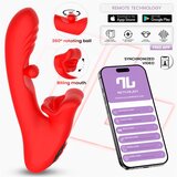 INTOYOU App Series Franky Biting and Rotating Ball Vibrator with App Red Cene