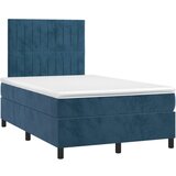 vidaXL Box spring postelja z vzmetnico temno moder 120x190 cm žamet, (21111660) | Shoptok.si