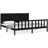 Maison Chic Posteljni okvir - Dvoposteljna postelja - Zakonska postelja z vzglavjem črn 200x200 cm trden les-J5878, (21773717) | Shoptok.si