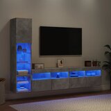  4-dijelni zidni TV elementi s LED svjetlima boja betona drveni | shoptok.hr