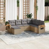  The Living Store Vrtna sedežna garnitura 7-delna z blazinami bež poli ratan - Vrtna Sedežna Garniture, (21471990) | Shoptok.si