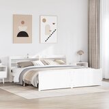 vidaXL Posteljni okvir z vzglavjem brez vzmetnice bel 200x200 cm Cene