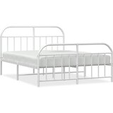 The Living Store Kovinski posteljni okvir z vzglavjem in vznožjem bel 180x200 cm - Posteljni Okvir, (21503570) | Shoptok.si