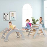  Leseno plezalo 4 v 1 s toboganom, plezalnim lokom ter plezalnim okvirjem z dvostransko rampo, sivo | Shoptok.si