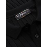 Ombre Men's SLIM FIT viscose vertical striped polo shirt - black | Shoptok.si