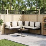  Set vrtnog kauča s jastukom 2 pcs Crna Poli Rattan i čelik - Crna | shoptok.hr