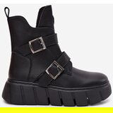 VINCEZA Leather Insulated Women's Ankle Boots On Platform With Buckles | Shoptok.si