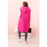 Kesi Włoski Women's quilted Plus Size vest with a hood zippered pink | shoptok.hr