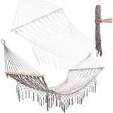  Vrtna viseća mreža u boho stilu s mrežastom resom – 200 cm, siva | shoptok.hr