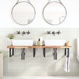  Zidna polica za umivaonik od čelika i masivnog bagremovog drva Smeđa 120 x 50 x 4 cm | Shoptok.si