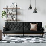  Kauč na razvlačenje s naslonima za ruke crni od tkanine | shoptok.hr