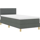 vidaXL Postelja s škatlo z vzmetnico in LED Temno siva 90x200 cm Tkanina | Shoptok.si