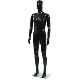 vidaXL Celotna moška izložbena lutka s stekleno osnovo črna 185 cm | Shoptok.si