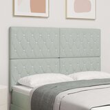 vidaXL Naslon za glavu s kristalnim gumbima tufted svjetlosivi 140 cm baršun | shoptok.hr