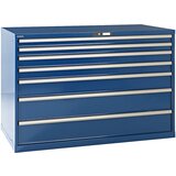 LISTA Predalnik, jeklena pločevina, VxŠ 1000 x 1431 mm, 7 predalov, nosilnost 200 kg, encijan modra | Shoptok.si