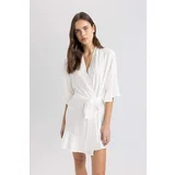 Defacto Fall In Love Regular Fit Wrap Collar Bride Satin Dressing Gown