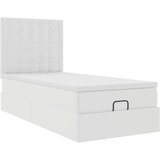 vidaXL Otomanski posteljni okvir z vzmetnico bel 90x190 cm um. usnje | Shoptok.si