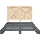 vidaXL Posteljni okvir z vzglavjem siv 160x200 cm trdna borovina | Shoptok.si