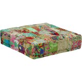 vidaXL Tabure s patchworkom četvrtasti pamučni 50 x 50 x 12 cm zeleni | shoptok.hr